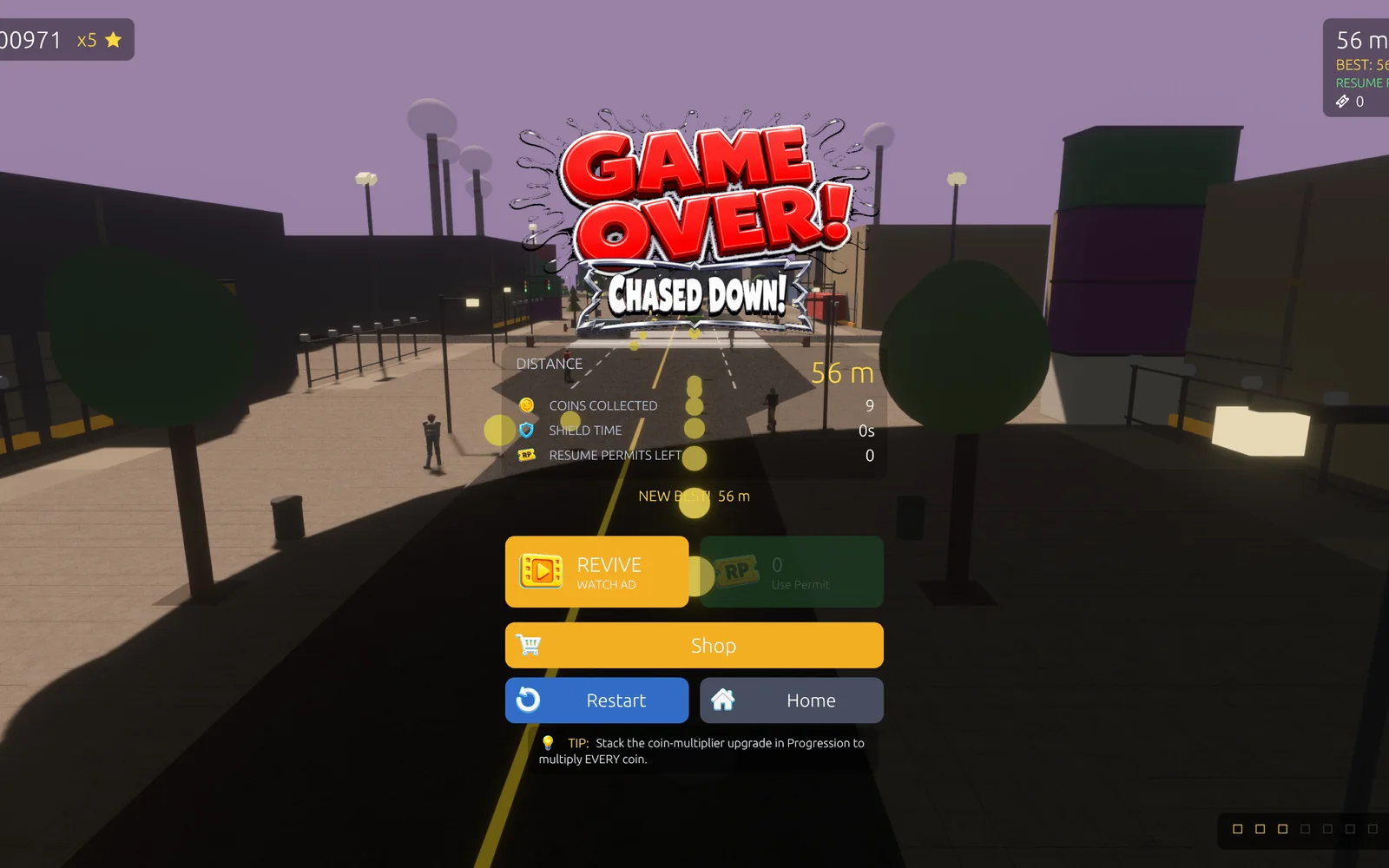Real Apple TV capture of the revive screen over a wide city road.