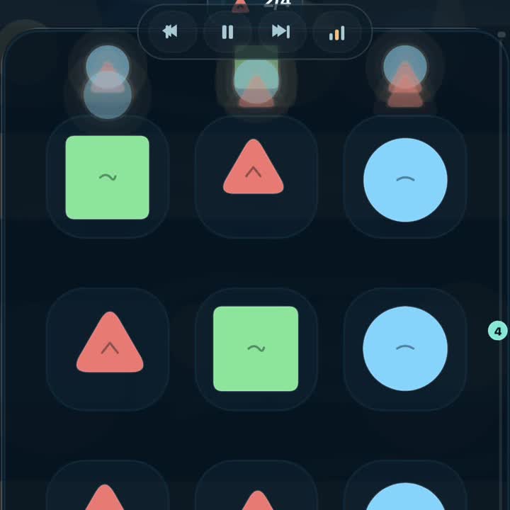 Live Shapes board loop showing a real turn from selection through refill.